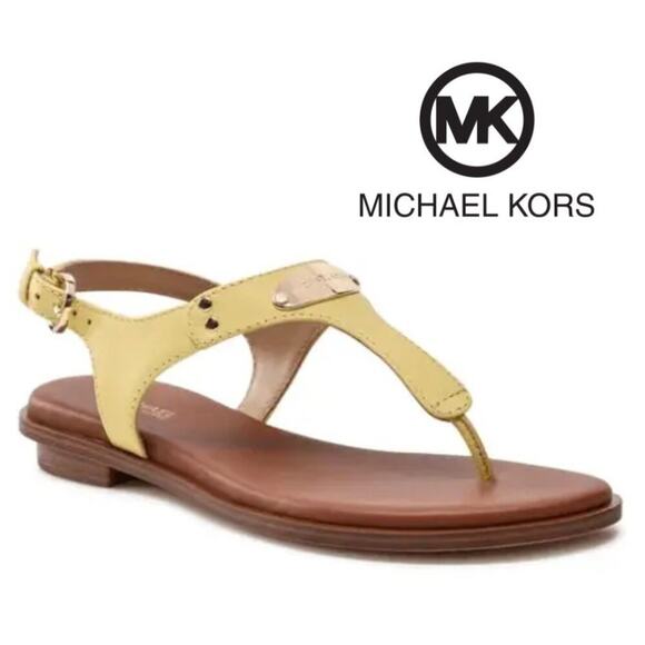 Women's Michael Kors Plate Flat Thong Sandals | Buttercup | 7 - Picture 1 of 16